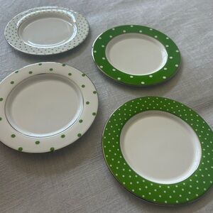 Kate Spade Green and White Dinnerware Set with Polka Dots tidbit plates